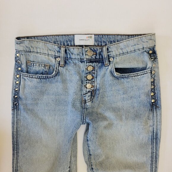 Current Elliott Zig Zag Fling Relaxed boyfriend Studs Jean, Light Blue - Picture 3 of 10